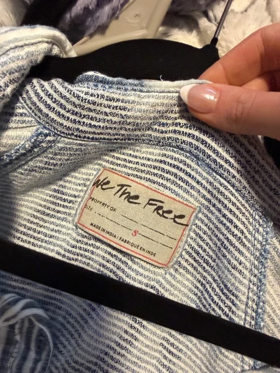 We The Free Blue and White Striped Button-Up Blouse - Picture 3 of 3